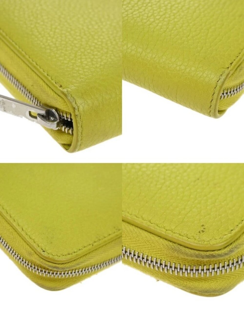 CELINE Logo Zip Around Long Wallet Purse Leather Yellow SHW Italy 66YH956 - Picture 10 of 14